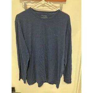 Calvin Klein Men's Long Sleeved Logo T-Shirt, Navy, Size XL